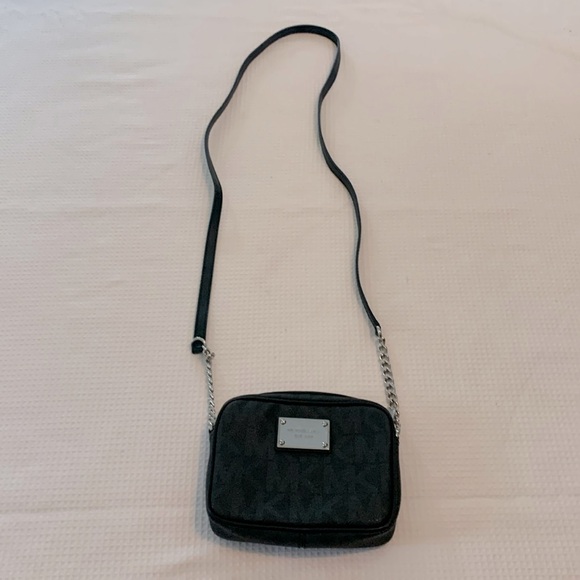 Michael Kors mini black monogram crossbody with silver hardware - Picture 1 of 11